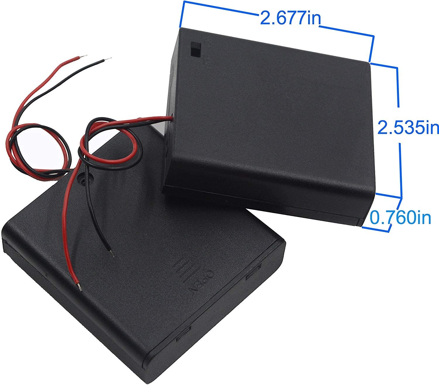 GTIWUNG 6Pcs 4 AA Battery Holder with Switch and Cover,Battery Holder Case Box with Wires,Black Plastic Batteries Case with Pin - Image 2