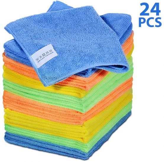 Masthome Cleaning Cloth,24pcs Lint Free Microfibre Cleaning Rags for Kitchen,Windows,Car Cleaning-Machine Washable, 40 X 30cm