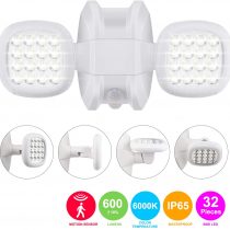HONWELL Battery Operated Outdoor Lights, Wireless Security Lights with Motion Sensor, Waterproof Outside Flood Lights for Garden, Yard, Garage, 600LM, 6000K Daylight White, White