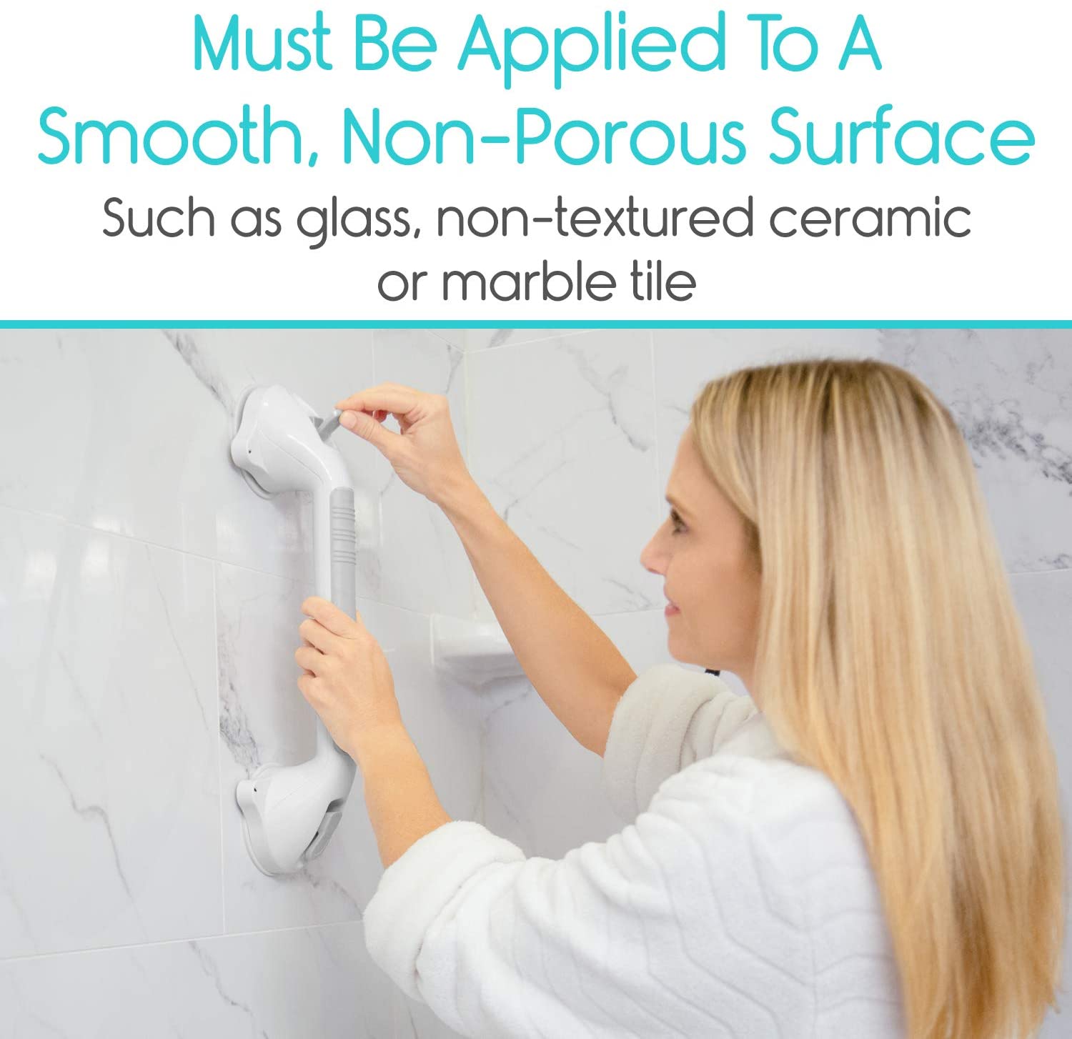 Vive Grab Bar Suction Shower Handle & Bathroom Balance Bar Safety