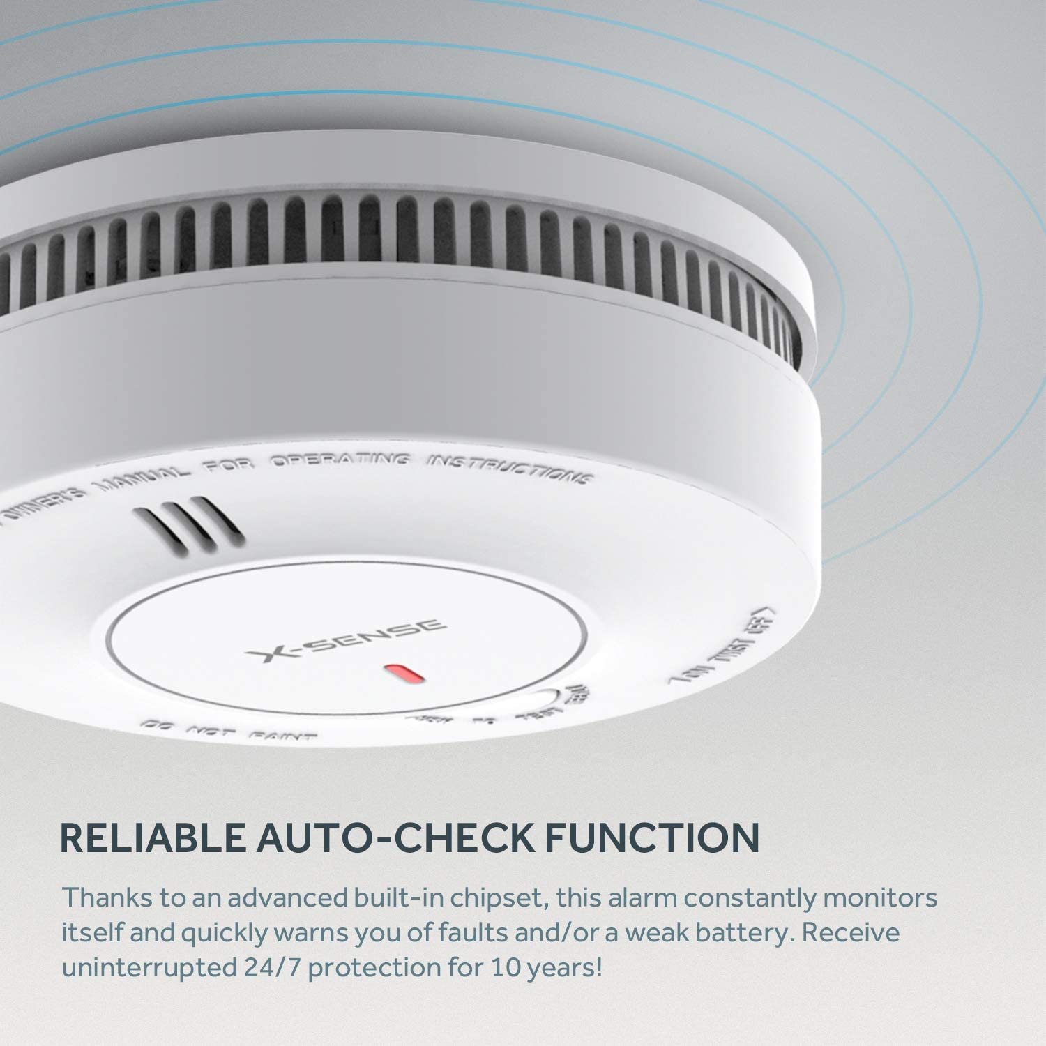 X-Sense Smoke Alarm, 10-Year Battery Fire Alarm Smoke Detector with LED ...