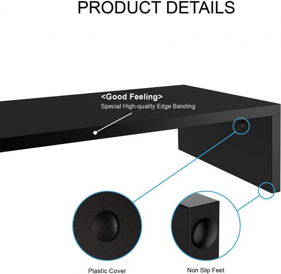 FITUEYES Wood Monitor Stand PC Laptop Computer Screen Riser, Monitor Printer Riser for Desks 42.5x23.5x10cm,Max Load:20 kg,Black DT104201WB - Image 4