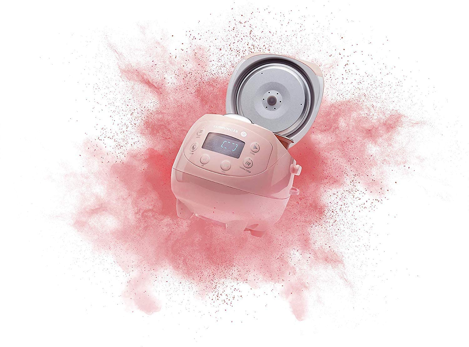 Reishunger Digital Mini Rice Cooker & Steamer Pink Keep Warm