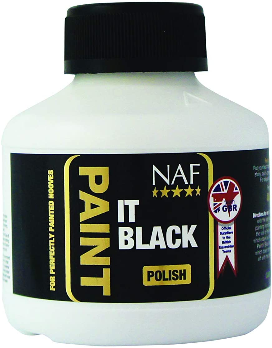 NAF Paint It Black 250ml, High Shine Hoof Polish for Horses, Enhances Dark Hooves with a Glossy, Show-Ready Finish