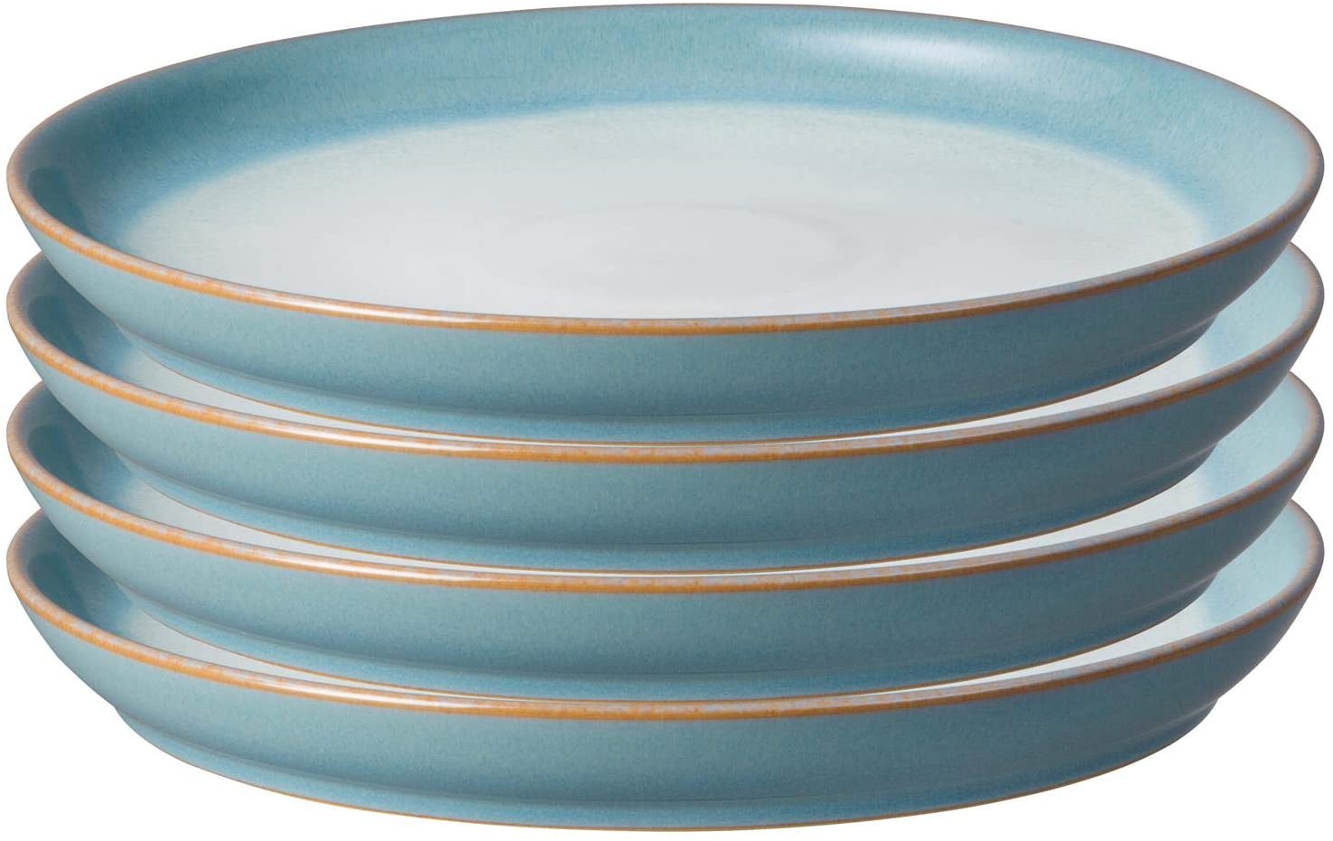 Denby, Azure Haze Blue Coupe Medium Plates Set of 4, Stoneware Ceramic Plates for Everyday Use, Dishwasher, Oven, Microwave