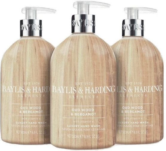 Baylis and Harding Elements Oud Wood and Bergamot, 500ml Hand Wash, Pack of 3