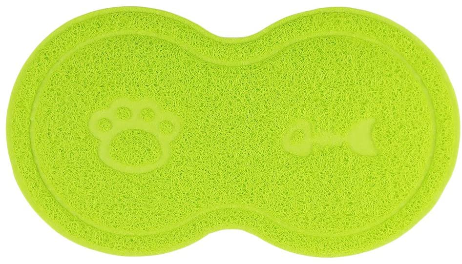 Diyafas Kitten Food PVC Feeding Bowl Placemat Non-slip Pet Litter Mat Blanket For Cats and Dogs, Green