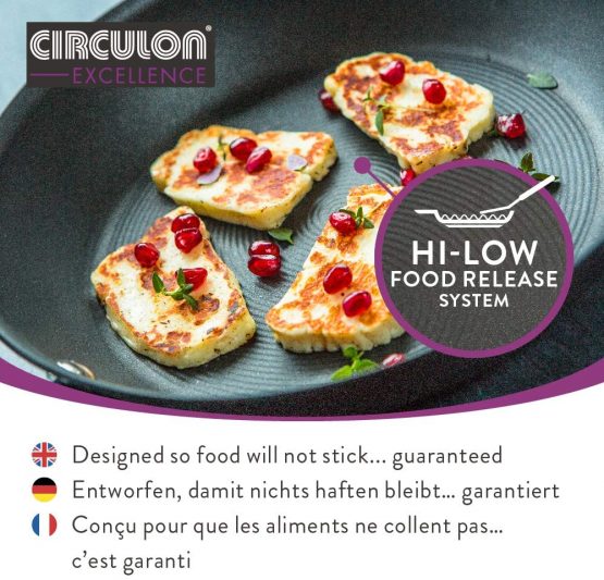 Circulon Excellence 22cm Frying Pan, High-Quality Non Stick Frying Pan, Aluminium Dishwasher-Safe Black Skillet with a Stainless Steel Handle - Image 2