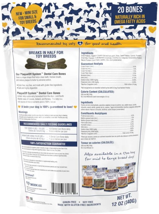 ProDen PlaqueOff Mini Dental Bones Vegetable Fusion (20 Pack - 340 g) for Small and Toy Dogs - Image 2