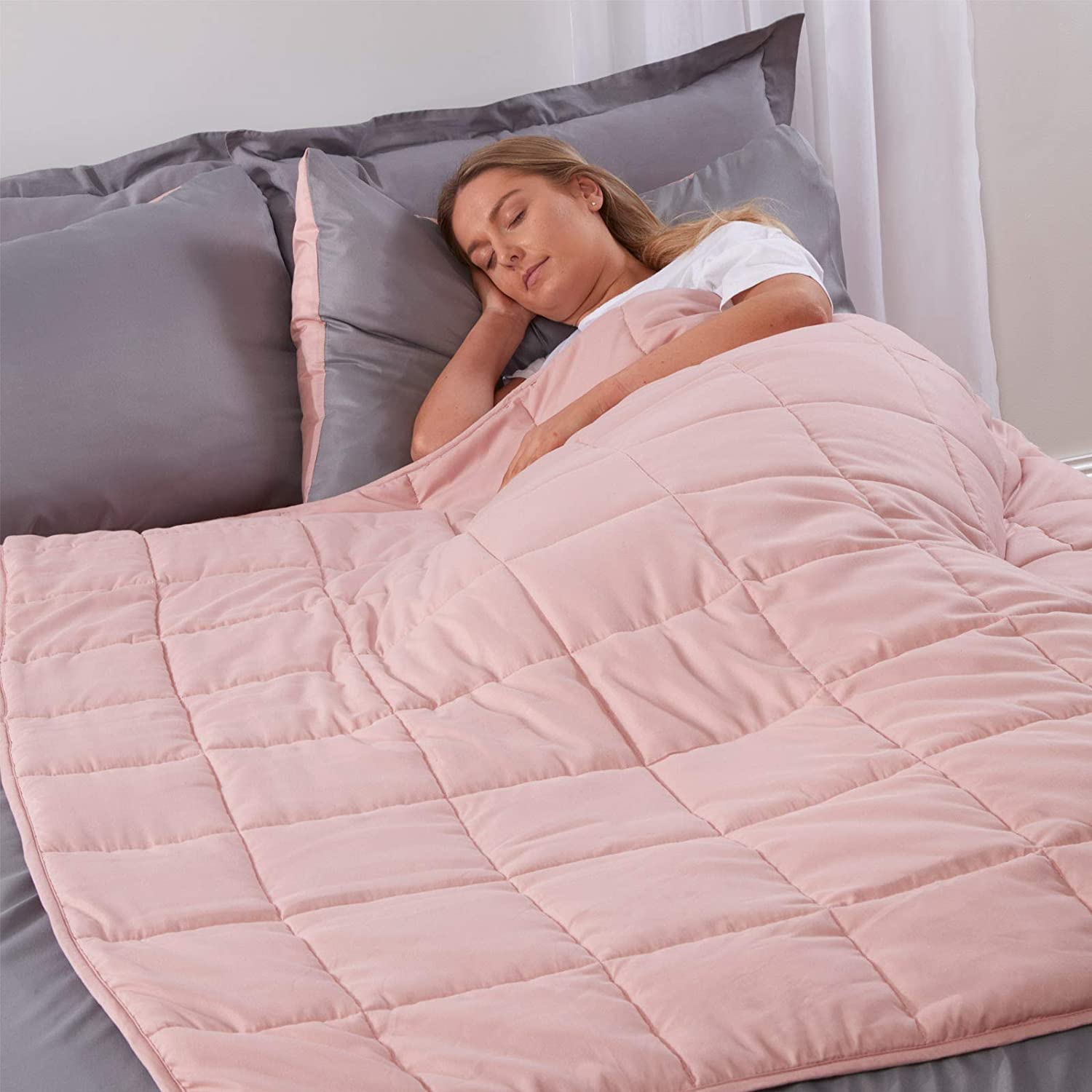 Brentfords Weighted Blanket 6kg for Adults Therapy Sensory Anxiety Autism Insomnia Stress Relief, Double, Blush Pink - Image 3