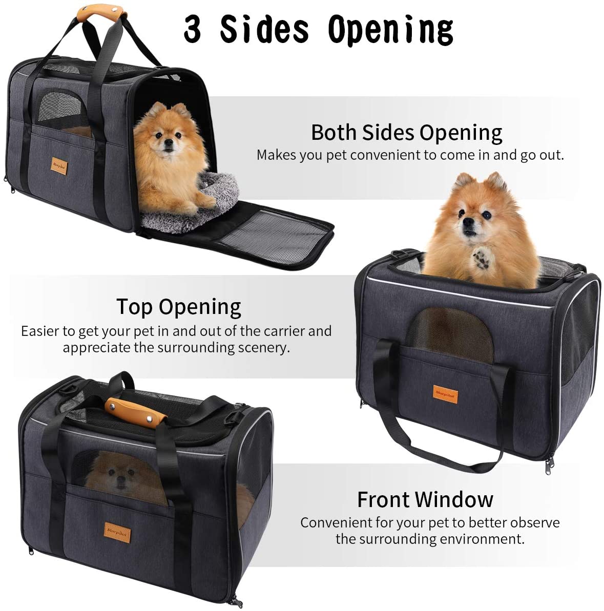 Morpilot Cat Carrier, Airline Approved, Top Opening Portable Dog Bag with Breathable Mesh/Removable Mat - Image 4