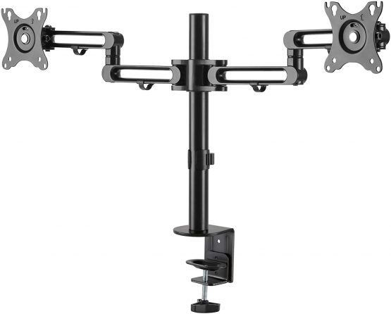 StarTech Desk Mount Dual Monitor Arm - Desk Clamp VESA Compatible Monitor Mount for up to 32 inch Displays - Ergonomic Articulating Monitor Arm - Height Adjustable/Tilt/Swivel/Rotating (ARMDUAL3)
