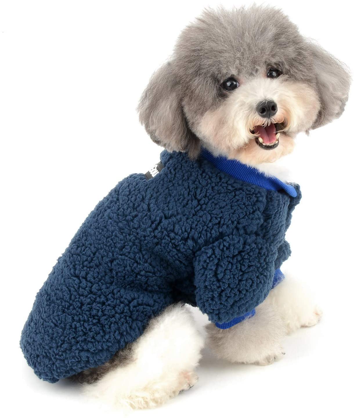 Zunea Small Dog Clothes Coat Winter Fleece Warm Puppy Jacket Apparel Chihuahua Sweater Clothing Pet Cat Doggie Boys Girls Jumper Blue S