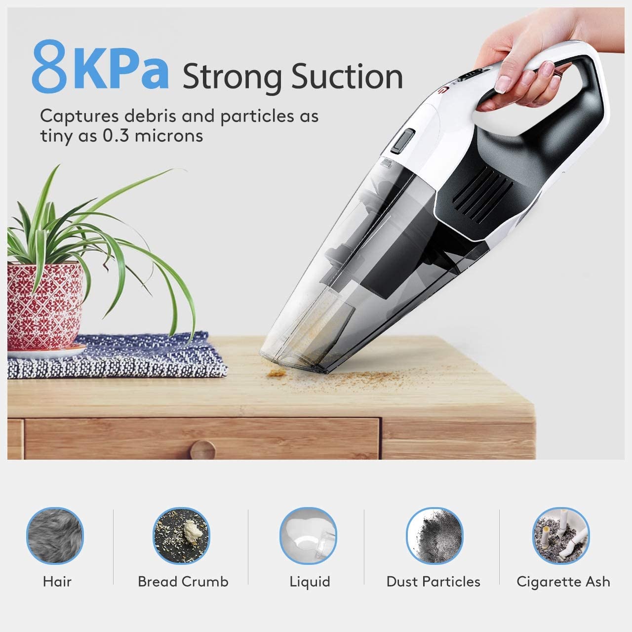 Holife Handheld Vacuum Cordless, 8500Pa 14.8V Powerful Suction Portable