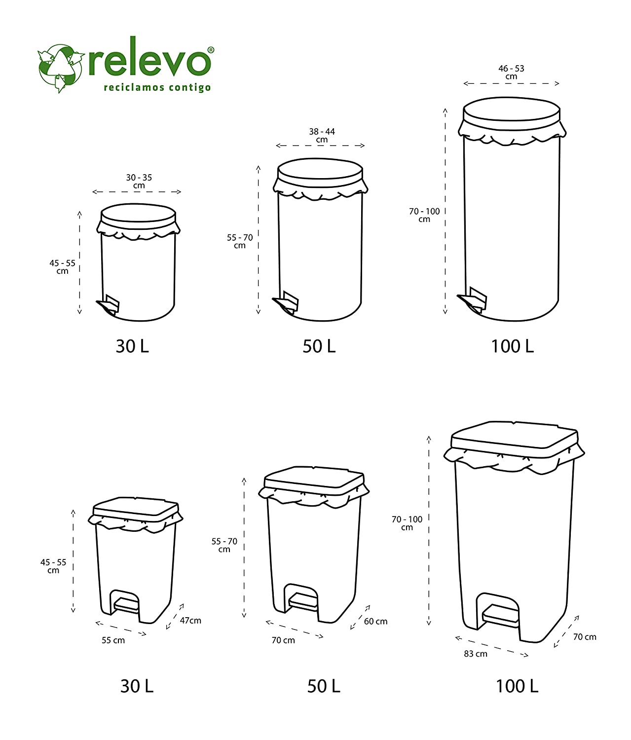 Relevo 100L Bin Bags - Made from 100% Recycled Material. Extra Large Bin Bags. Dimensions: 85 cm x 105 cm. Includes 60 Bin Liners 100L - Image 3