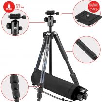 Manfrotto Element MII Camera Tripod, Travel Tripod in Aluminium with Ball Head and Carrying Bag, for Compact Cameras, CSC, DSLR, Photography Accessories for Content Creation and Vlogging