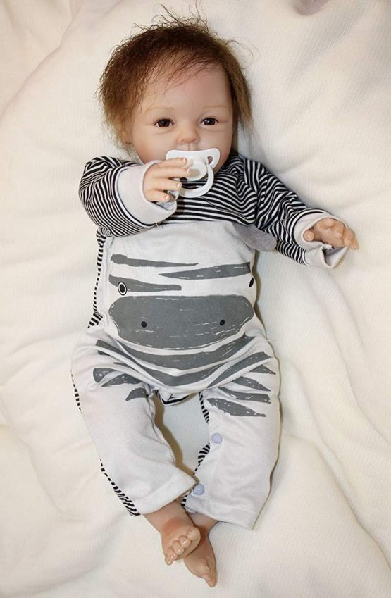 ZIYIUI Reborn Baby Doll Boy Handmade Soft Simulation Silicone Vinyl Cloth Body 22inch 55cm Lifelike Newborn Baby Boys Girls Toy Reborn Baby Toddler Xmas Gift for Ages 3+ - Image 4