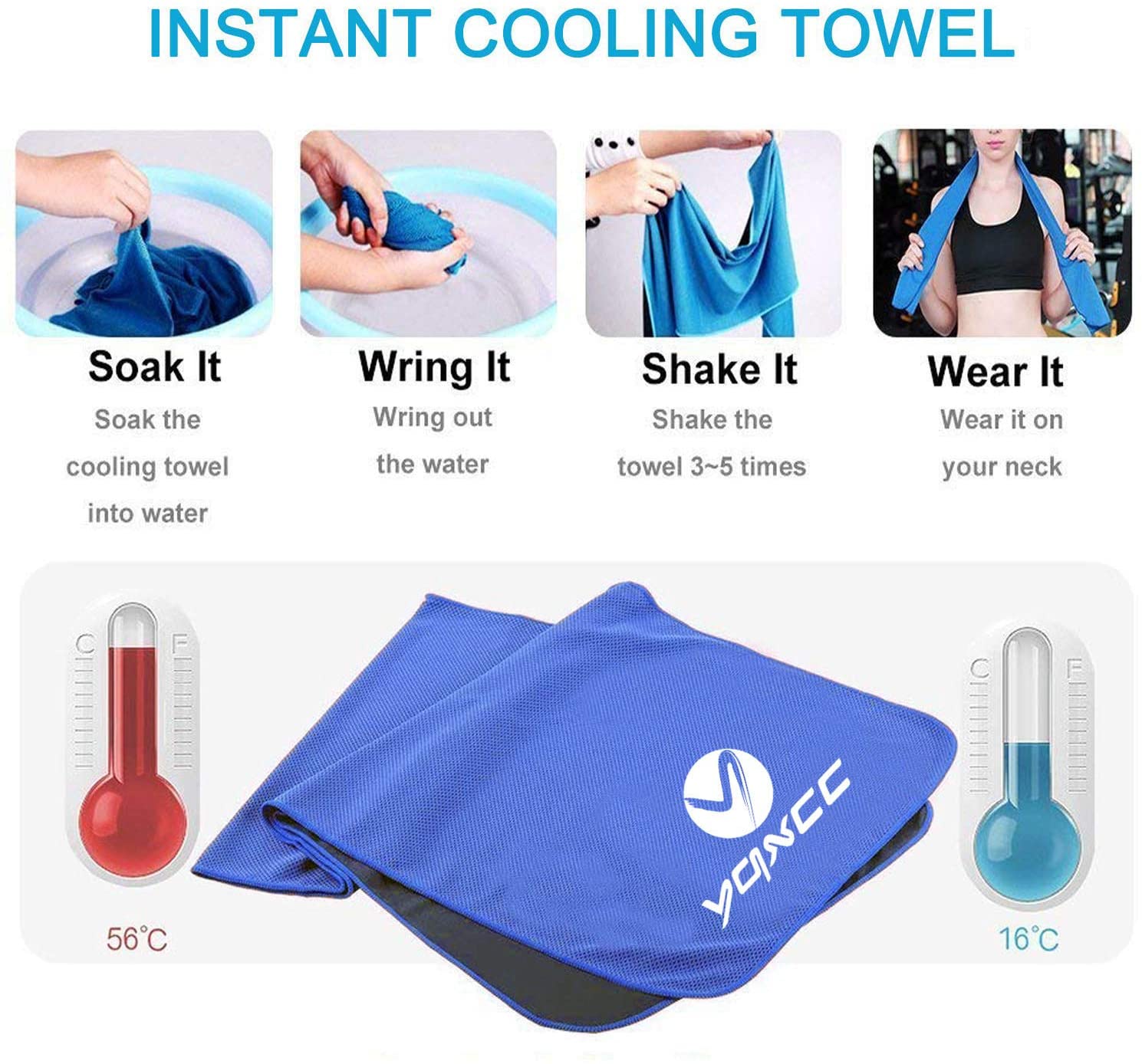 YQXCC Cooling Towels, Dark Blue/Pink, 120*30 CM - Image 4