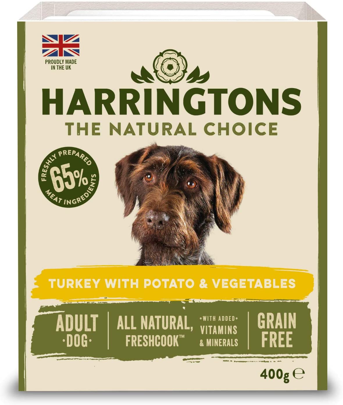 Harringtons Complete Wet Tray Grain Free Hypoallergenic Adult Dog Food Turkey & Potato 8x400g - Made with All Natural Ingredients