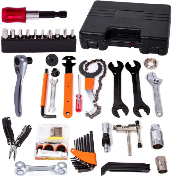 COZYROOMY Bike Repair Tool Kit Set - Bicycle Tool Box with Reversible Drive Ratchet Tool, Chain Tool Bike Tire Tool Pedal Wrench, etc. 6 Months Warranty