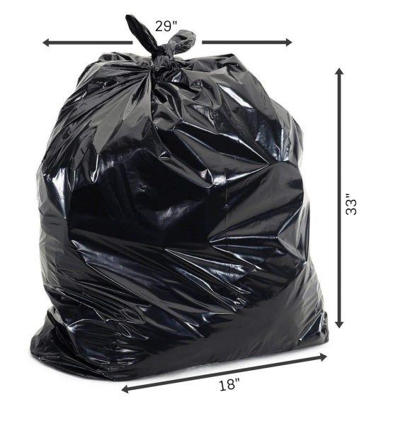 Tecman Recycled Medium Duty 10kg Black Waste Sacks/Bin Bag Liners (PS3000 ) | 18”X29”X33” | Case of 200 - Image 4