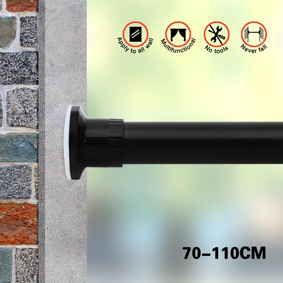 Tension Rod Shower Rail Curtain Poles, Shower Curtain Rail Heavy Duty Room Divider Curtain Rod