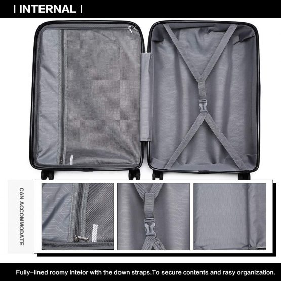 Kono 24 inch Medium Check in Luggage 66L TSA Lock Lightweight Polypropylene Hard Shell Suitcase (Black,65cm) - Image 3