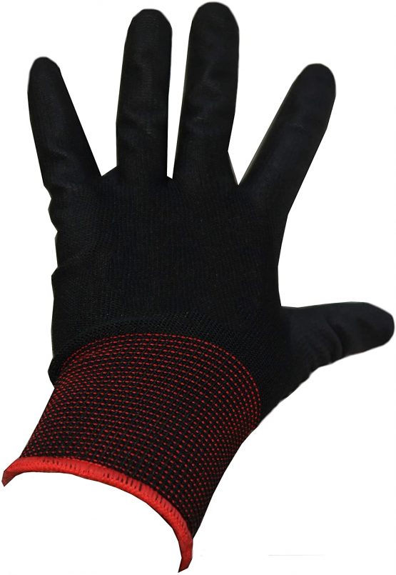 12 Pairs PU Coated Black Nylon Work Gloves for Women and Men. Work Glove for Gardening, Fishing, Builders, Mechanic, Clamming, Scaffolding, Restoration Work & More (Medium M 8)