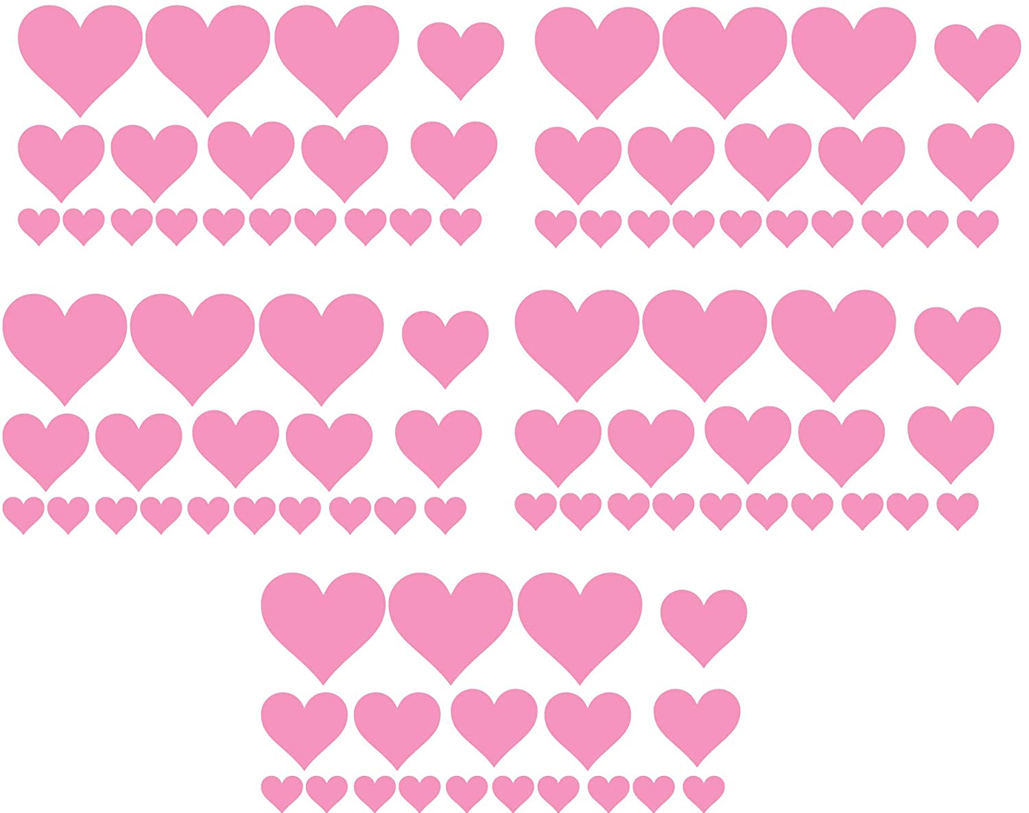 60 Second Makeover Limited Big Pack of 95 Vinyl Hearts Stickers Car Bike Scooter Helmet Decal Graphic Laptop Decorative Window