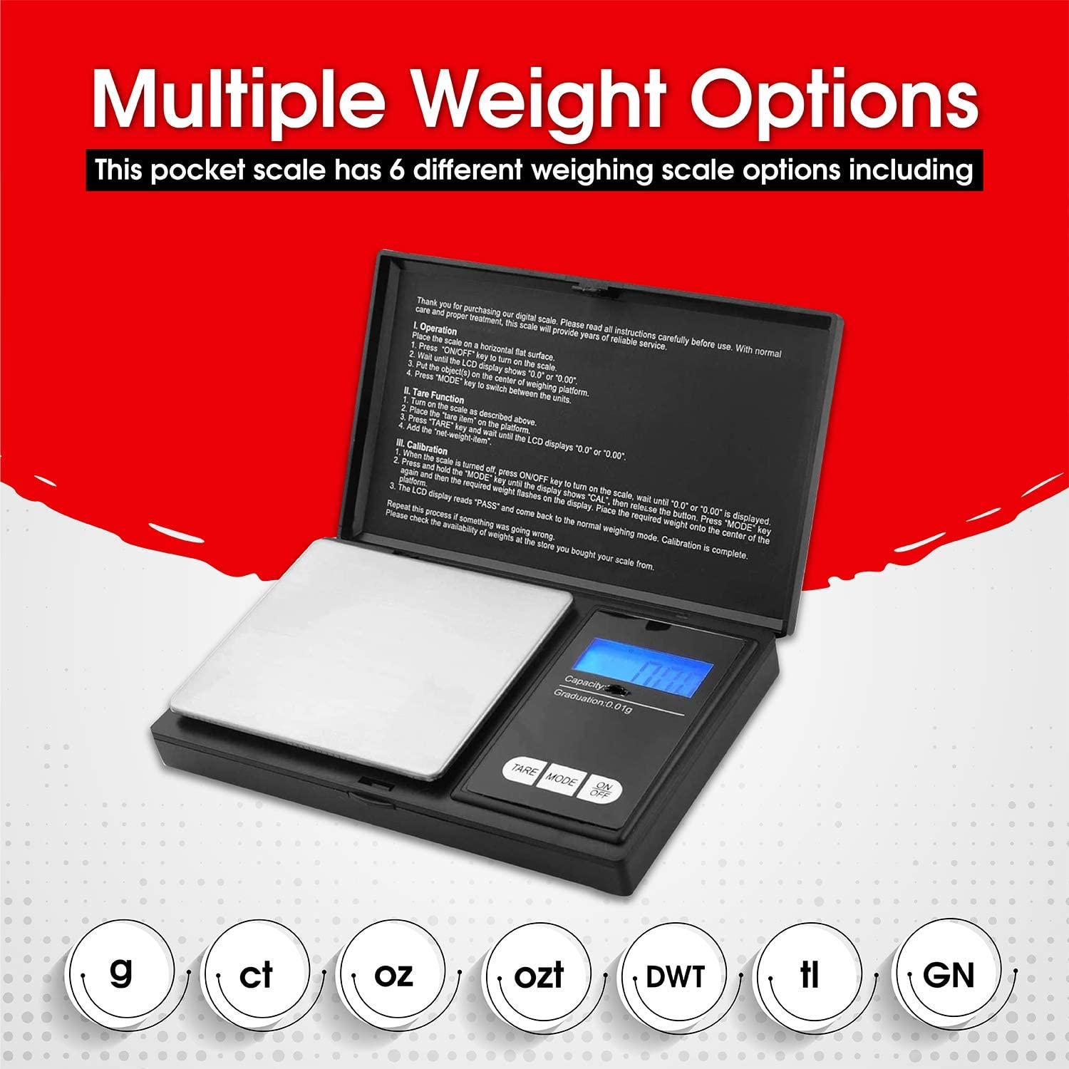 New Horrizon Digital Scales, Kitchen Scales Digital, Pocket Scales, 0.01g x 500g, Food Scale LCD Display - Image 3