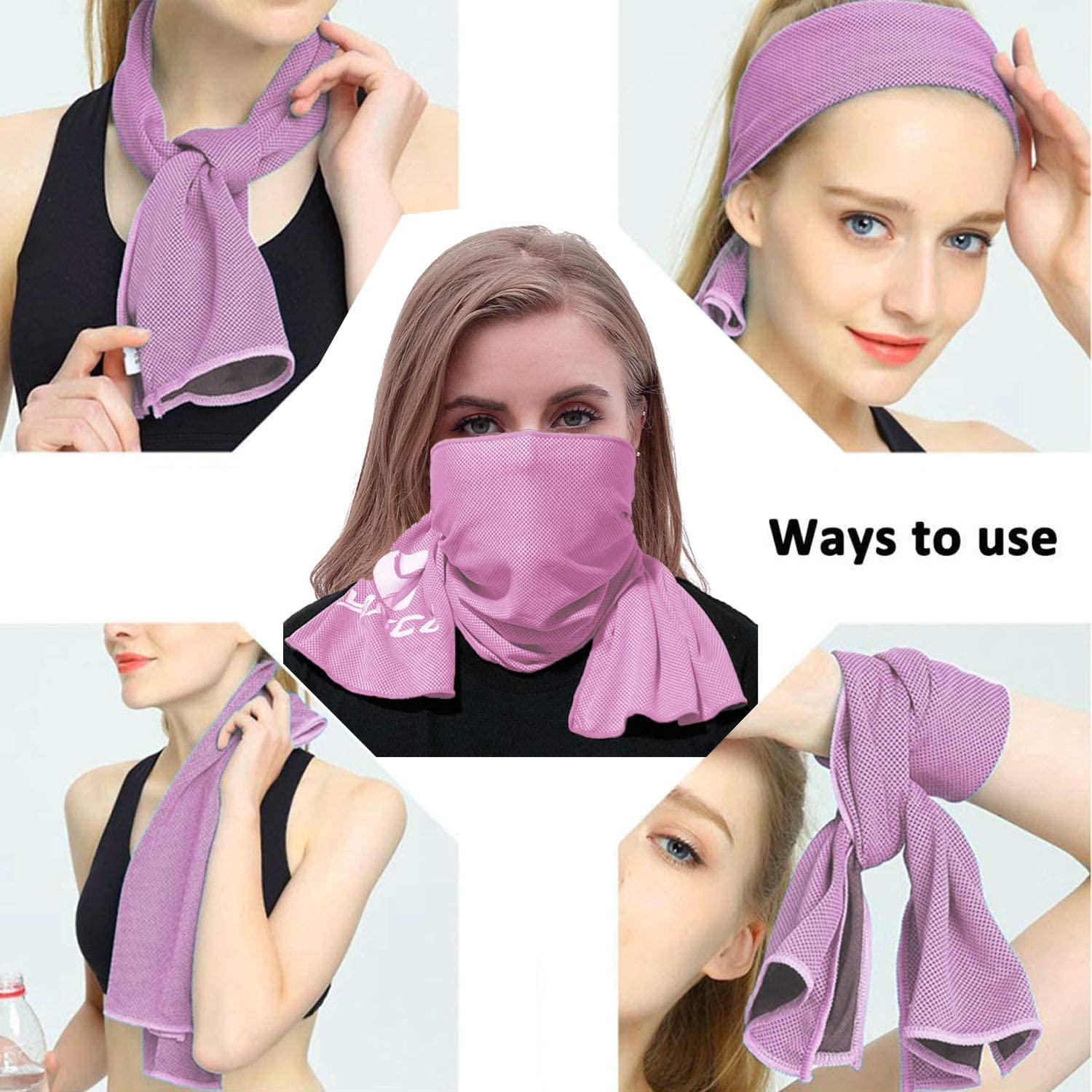 YQXCC Cooling Towels, Dark Blue/Pink, 120*30 CM - Image 3