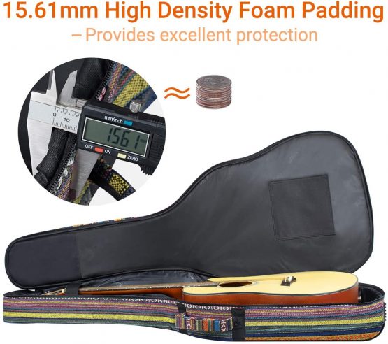 CAHAYA Bohemian Guitar Case Vintage Guitar Bag 15.5mm Thick Sponge Padded Guitar Case for 40 41 42 Inches Acoustic Classical Guitar, CY0186 - Image 4