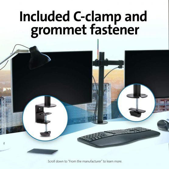 Kensington Smart Fit Dual Monitor Mount for Upto 32 Inch LCD LED Monitor Computer PC Screens, Ergonomic Double Arms Stand Desk Mount Bracket Tilt 45 Degree Swivel 90 Degree Rotate 180 Degree, Black - Image 4