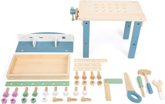 Small Foot 11376 Scanline Compact, Children's Workbench Made of FSC Wood, with Tools and Accessories Toys, Multicolored - Image 3