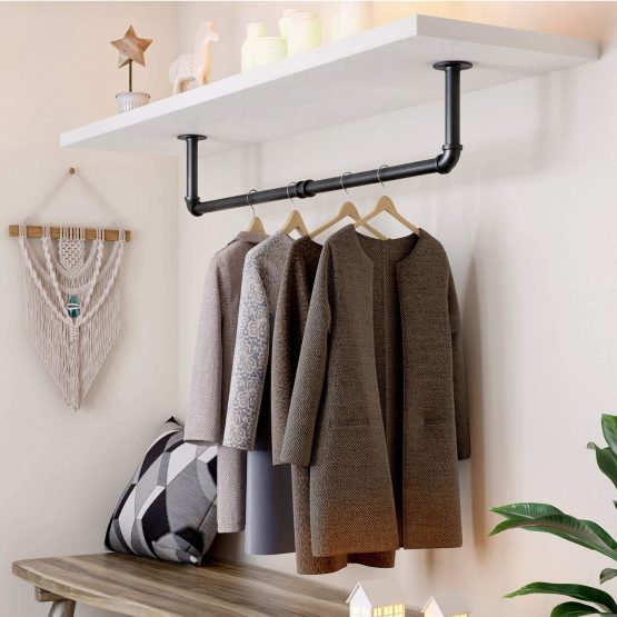 Greenstell WallMounted Garment Rack, 92.5cm*26.5cm Industrial Pipe