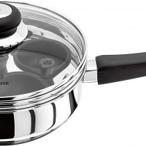 Judge Vista JJ86A Four-Cup Egg Poacher and Stainless Steel Frying Pan, 20cm, Vented Glass Lid and Stay-Cool Handle, Induction Ready, 25 Year Guarantee 10 Year Non-Stick Warranty