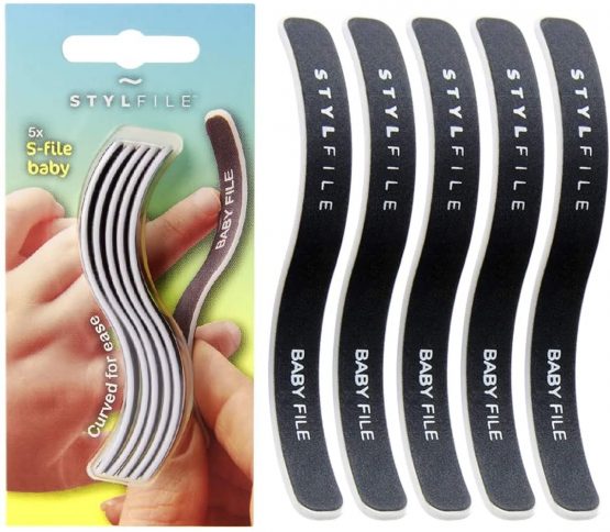 STYLFILE Baby S-File Curved Nail File for New-Born Babies, Infants, Toddlers - Nails Emery Board Manicure Nail File Newborn for Finger Thumb Toe Filing