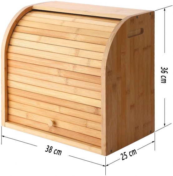 G.a HOMEFAVOR 2-Layer Bamboo Bread Bin with Removable Layer, Self Assembly - Image 2