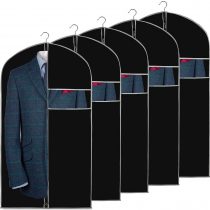 URMI Garment Bags, Breathable 40 inch (5 PCS) Suit Jacket Covers Clothes Bags for Storage with Clear Window Dust Proof Dress Bags Protector for Suit, Coat, Jacket, Dress Closet Storage Black