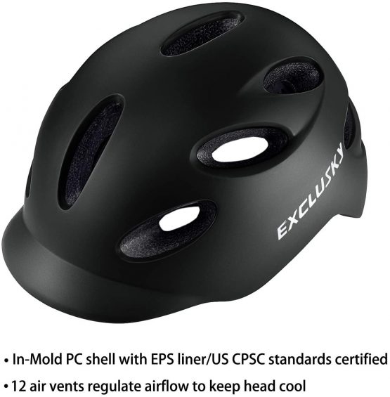 Exclusky Adult Bike Helmet with Rechargeable USB Safety Light for Urban Commuter CE Certified - Image 4