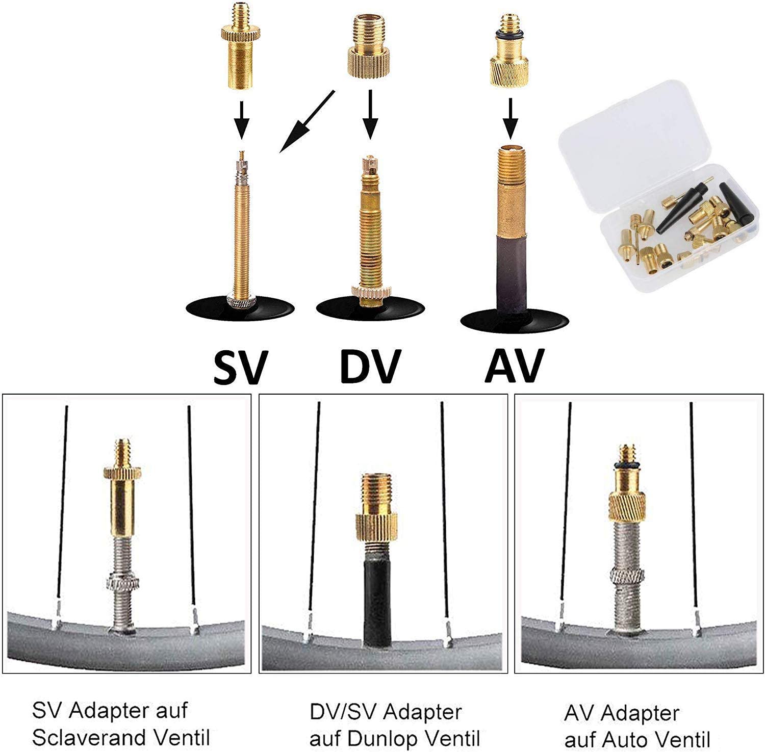 Tweal Bicycle Valve Adapter,15pcs Bike Bicycle Pump Adapter Valve Bike