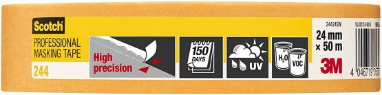 3M Masking Tape 244 High Precision, medium tack, UV stable, indoors & outdoors, 24 mm x 50 m - Image 2