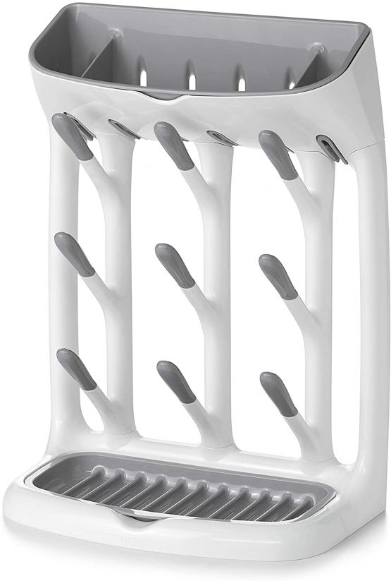 OXO TOT Baby Bottle Brush with Drying Rack, Grey - Image 3