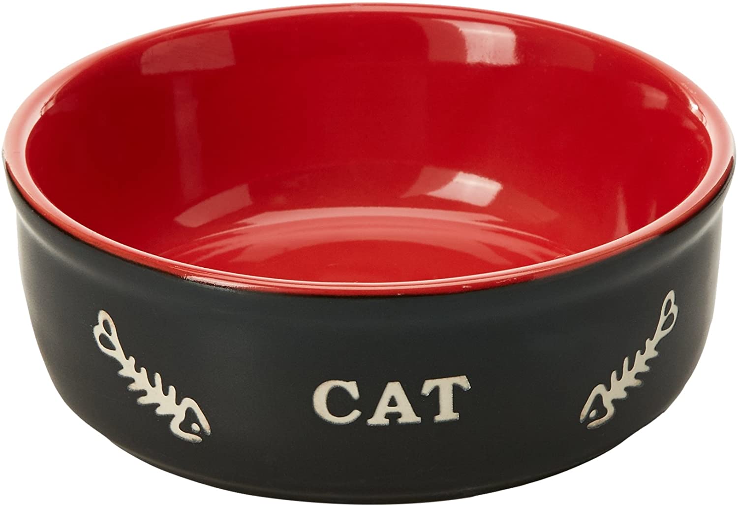 Nobby Ceramic Cat Bowl Diameter 13.5 cm, black/red, 1 Stück (1er Pack)