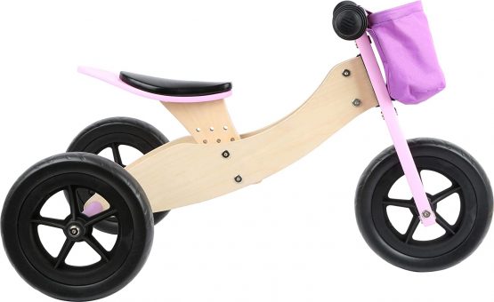 Small Foot 11611 Trike Maxi 2 in 1 Rosa aus Holz, DREI Laufrad, verstellbarer Sitz und gummierte Reifen Toys, Pink - Image 2