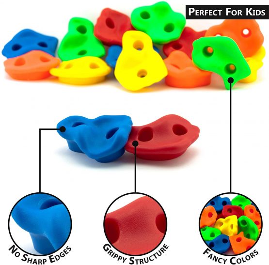 GO!elements 15 pieces climbing holds children set outdoor incl. Mounting material | Indoor climbing stones for climbing wall | Kids Boulders colorful for play tower with screws - Image 2