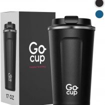 Travel Mug, Insulated Thermal Coffee Cup with Leakproof Lid, 510ml, UK Brand, Stainless Steel, Reusable, Large Size, Keep Drinks Hot and Cold, 17oz, Black