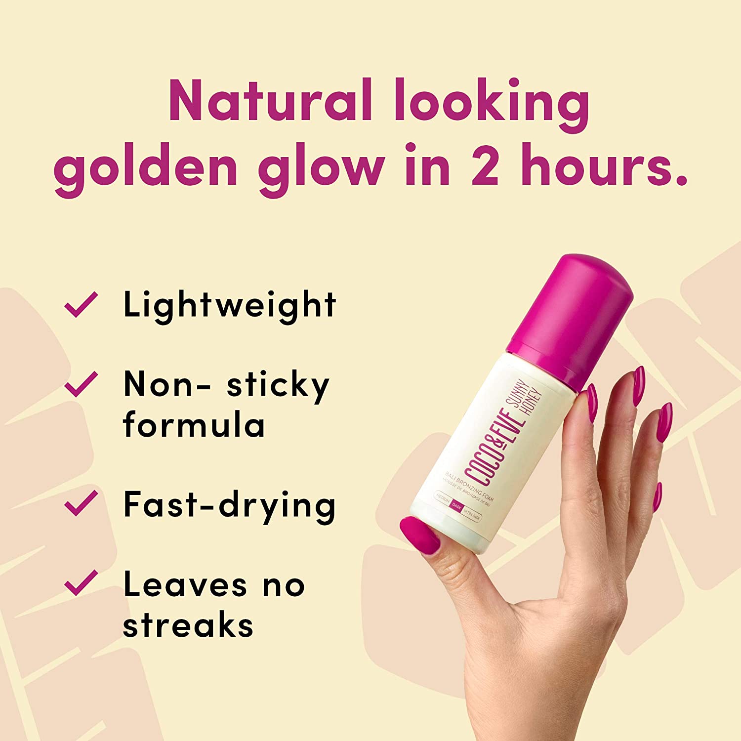 Coco & Eve Sunny Honey Deluxe Travel Tan Kit. Bali Bronzing Foam (Dark