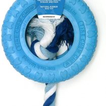 Petdentist- Tooth Flosser Rope Rubber Tug Tyre Ring Chew Toy for Best Dog Teeth Cleaning Dental Oral Care, Puppy Teething and Aggressive Chewers, Durable Tough Training Treat (Blue)