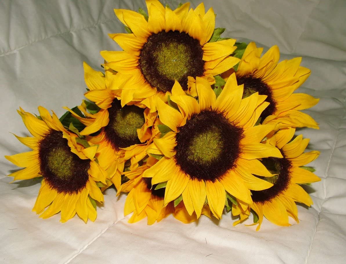 A1-Homes Beautiful Artificial Sunflower Bush - Home Wedding Anniversary Grave (1), Yellow, Multiple - Image 2